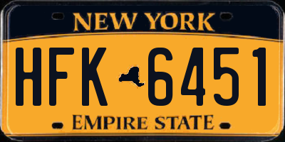 NY license plate HFK6451