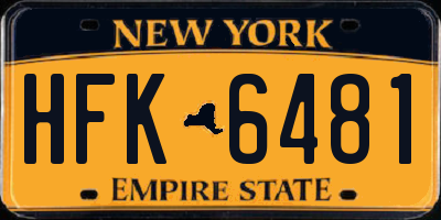 NY license plate HFK6481