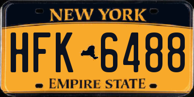 NY license plate HFK6488