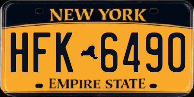 NY license plate HFK6490