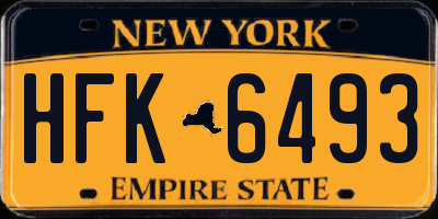 NY license plate HFK6493