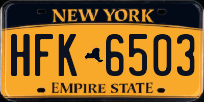 NY license plate HFK6503