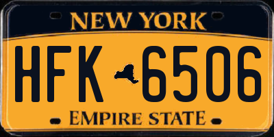 NY license plate HFK6506