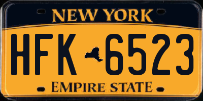 NY license plate HFK6523