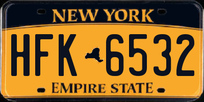 NY license plate HFK6532
