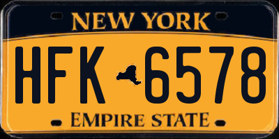 NY license plate HFK6578