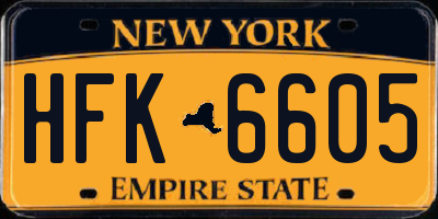 NY license plate HFK6605