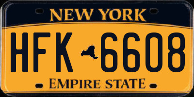NY license plate HFK6608