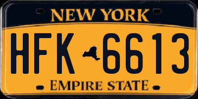 NY license plate HFK6613