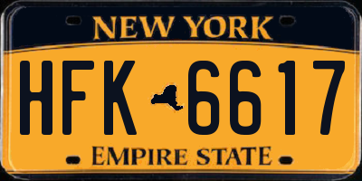 NY license plate HFK6617