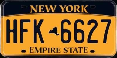 NY license plate HFK6627