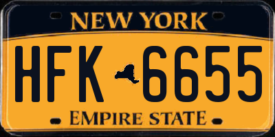 NY license plate HFK6655