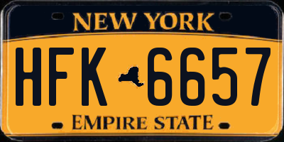NY license plate HFK6657