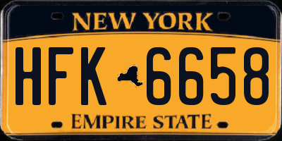 NY license plate HFK6658