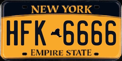 NY license plate HFK6666