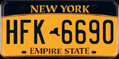 NY license plate HFK6690