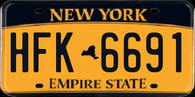 NY license plate HFK6691