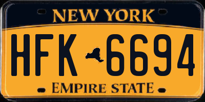 NY license plate HFK6694