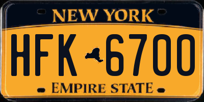 NY license plate HFK6700