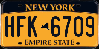 NY license plate HFK6709