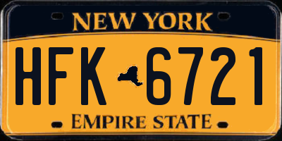 NY license plate HFK6721