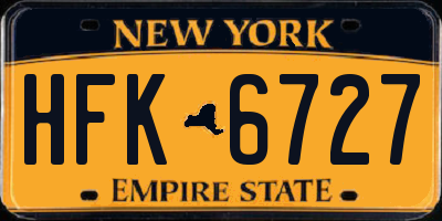 NY license plate HFK6727