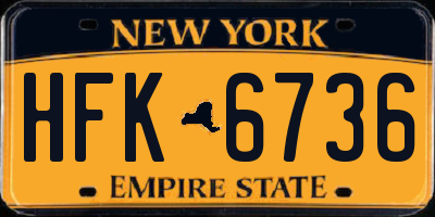 NY license plate HFK6736