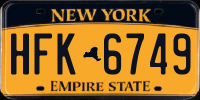 NY license plate HFK6749