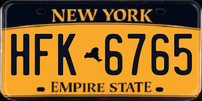 NY license plate HFK6765