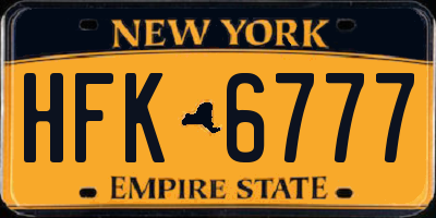 NY license plate HFK6777