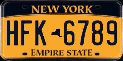 NY license plate HFK6789