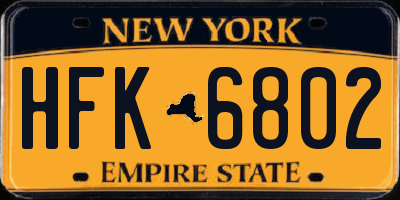 NY license plate HFK6802