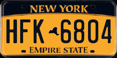 NY license plate HFK6804