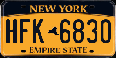 NY license plate HFK6830