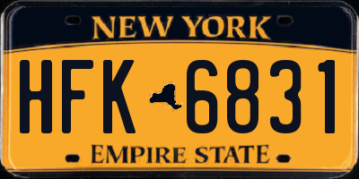 NY license plate HFK6831