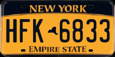 NY license plate HFK6833