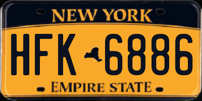 NY license plate HFK6886