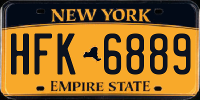 NY license plate HFK6889