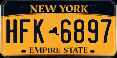 NY license plate HFK6897