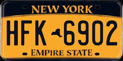 NY license plate HFK6902