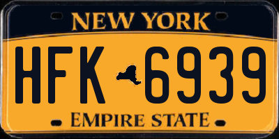 NY license plate HFK6939