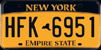 NY license plate HFK6951