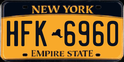 NY license plate HFK6960