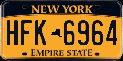 NY license plate HFK6964