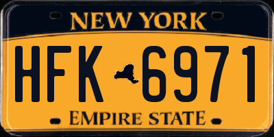NY license plate HFK6971