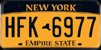 NY license plate HFK6977