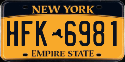 NY license plate HFK6981