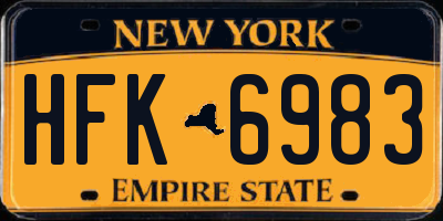 NY license plate HFK6983