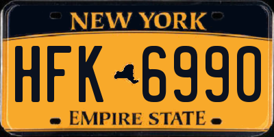 NY license plate HFK6990