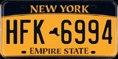 NY license plate HFK6994